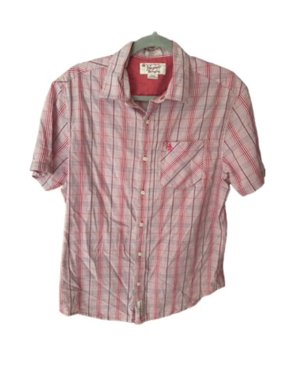 Men's Short-Sleeve Plaid Casual Button-Down Shirt